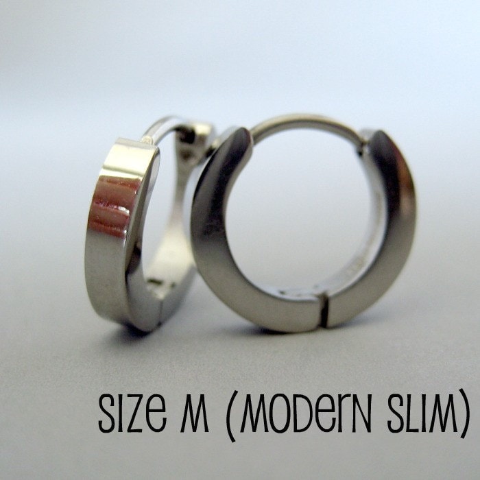 Herren Ohrringe Silber Huggie Hoop - Ohrknorpel Piercing Für Jungs Hip Hop Mittelalter Punk Rock Edelstahl Schlank Poliert Nr.130 von 360Jewels
