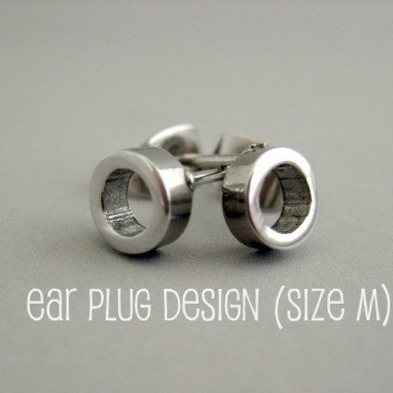 Herren Ohrstecker, Edelstahl Halo Kreis Runde Kleine Stahl 413 von 360Jewels