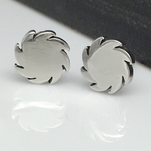 Herren Ohrstecker, Kreis Ohrstecker Schallklinge, Herren, Edelstahl Sägeblatt 428 von 360Jewels