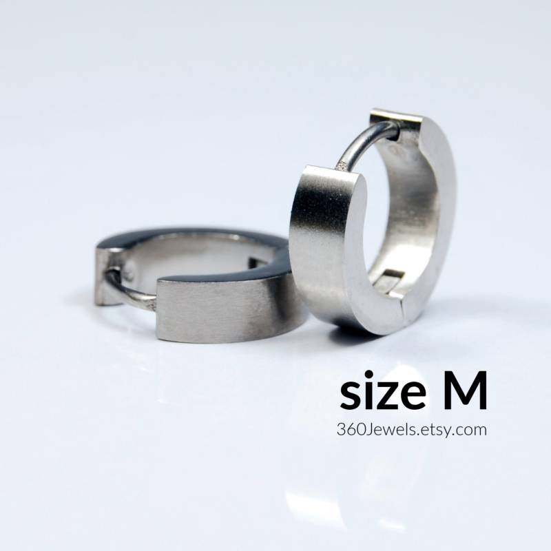 Herren Silber Huggie Hoop Ohrringe - Ohr Knorpel Piercing Für Jungs Hip Hop Mittelalter Punk Rock Schlicht Edelstahl Medium No.150 von 360Jewels