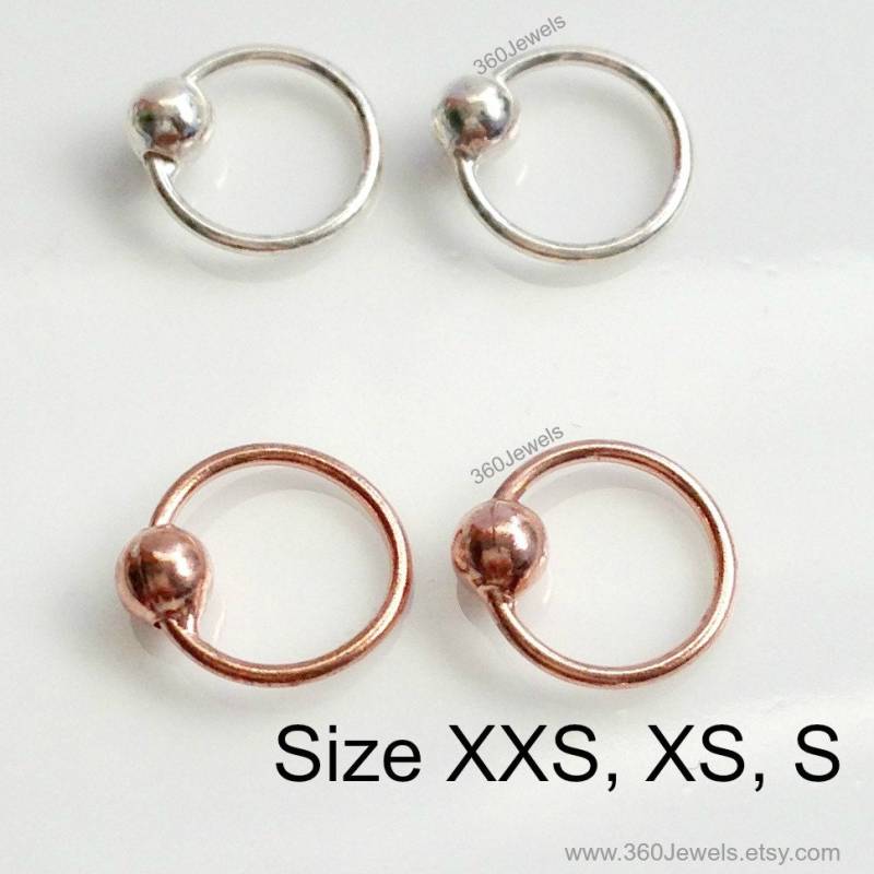 Kleine Creolen Für Männer - Helix Tragus Daith Turm Eng Augenbrauen-Piercing Rose Silber Oder Schwarz | No.530 531 532 533 von 360Jewels