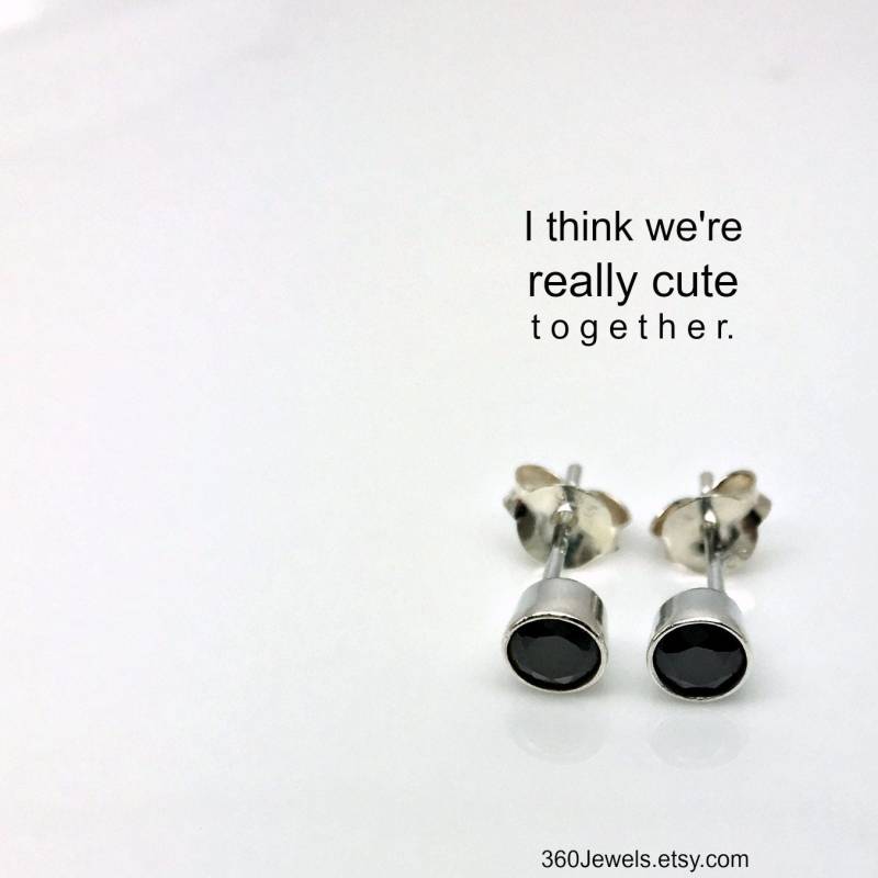 Mitternachtsmond Ohrstecker, Herren Diamant Cz Lünette Sterling Silber 429A von 360Jewels