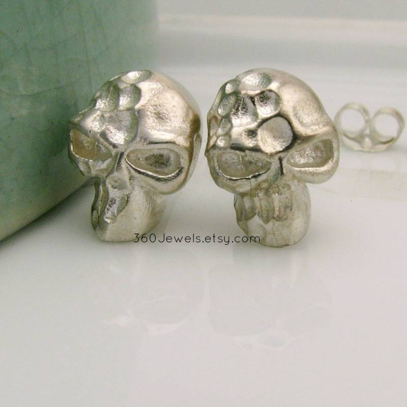 Pernicious Silber Totenkopf Ohrstecker, Herren Sterling Geschenke Für Ihn, Große 468J2 von 360Jewels