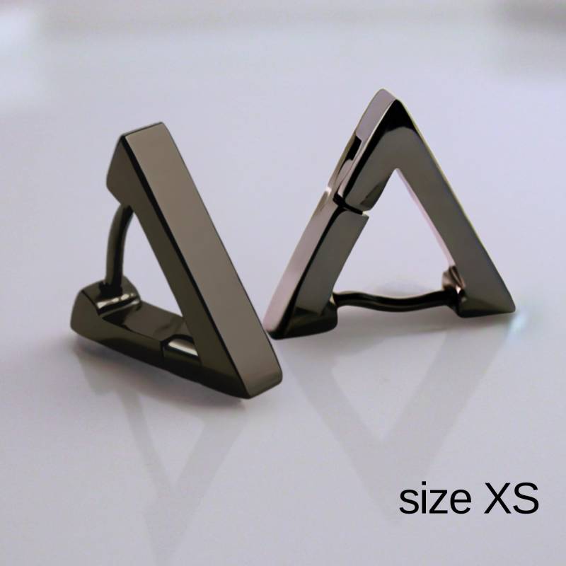 Schwarzes Dreieck Huggie Hoop Ohrringe Für Männer, Ohr Knorpel Helix Tragus Daith Rook Snug Piercing, Jungs Gothic Punk Rock Stahl, E230Sb/214S von 360Jewels