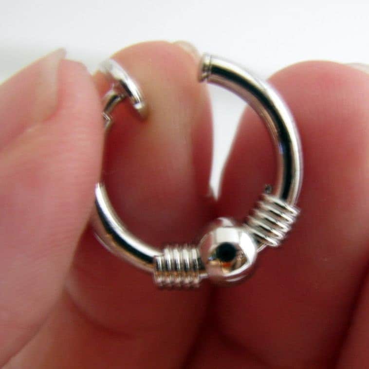 Silber Ohrklemme - Für Ohrknorpel Oder Ohrläppchen Helix Rim Nase Nicht Durchbohrte Reifen Größe L | 575A von 360Jewels