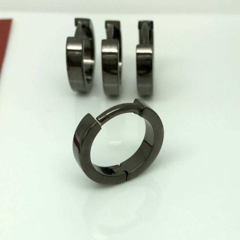 14 Gauge Hoop Ohrringe, Männer Poliert Schwarz Gold Conch Gauged E190 von 360JewelsElite