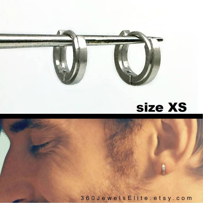 14K Weißgold Ohrringe, Erdkruste Huggie Hoop Herren Ohrknorpel Ohrring, Helix Tragus Daith Gemütlichen Kleinen Hoop, E009Mw von 360JewelsElite