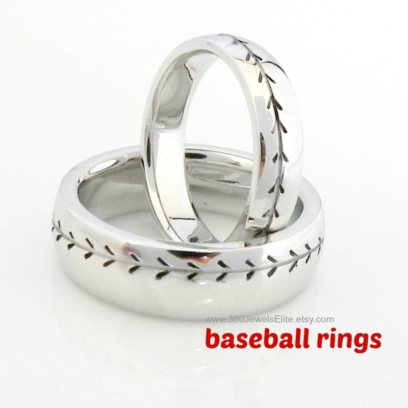 Baseball - Baseball-Muster Band Design Ring Muster Baseball-Ehering Sport Hochzeit 6mm von 360JewelsElite