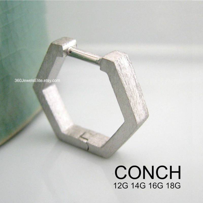 Conch Piercing Ohrring, Sechseck Herren Silber Etsy Helix Knorpel Gemessen 12G 14G 16G 18G - E250Mwxl Conch Piercing Ohrring, Sechseck Herren Silber Etsy Helix Knorpel Gemessen 12G 14G 16G 18G - E250Mwxl von 360JewelsElite