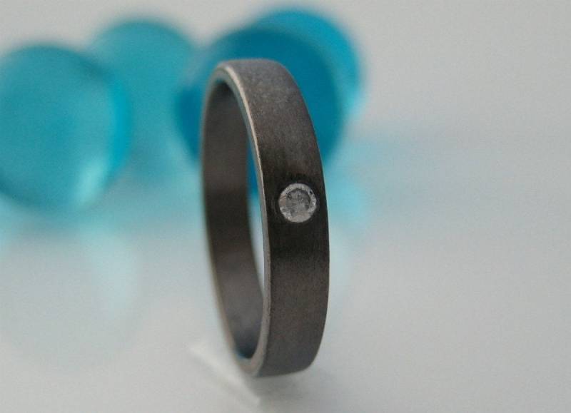 Diamant Ehering - 3mm Schwarz Gold Plattiert Über 925 Sterling Silber Ring Hochzeit Jubiläum Versprechen Gebürstet Oder Poliert Erhältlich von 360JewelsElite