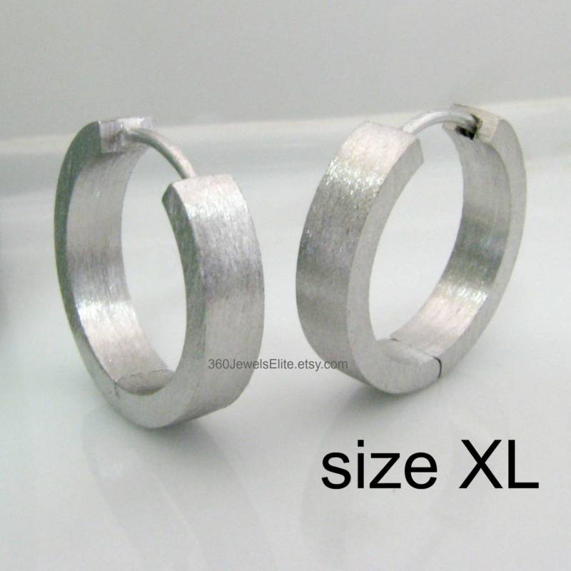 Extra Große Creolen - Herren Ohrringe Xl 925 Sterling Silber Rhodiniert Mattes Finish Größe E193Mw von 360JewelsElite