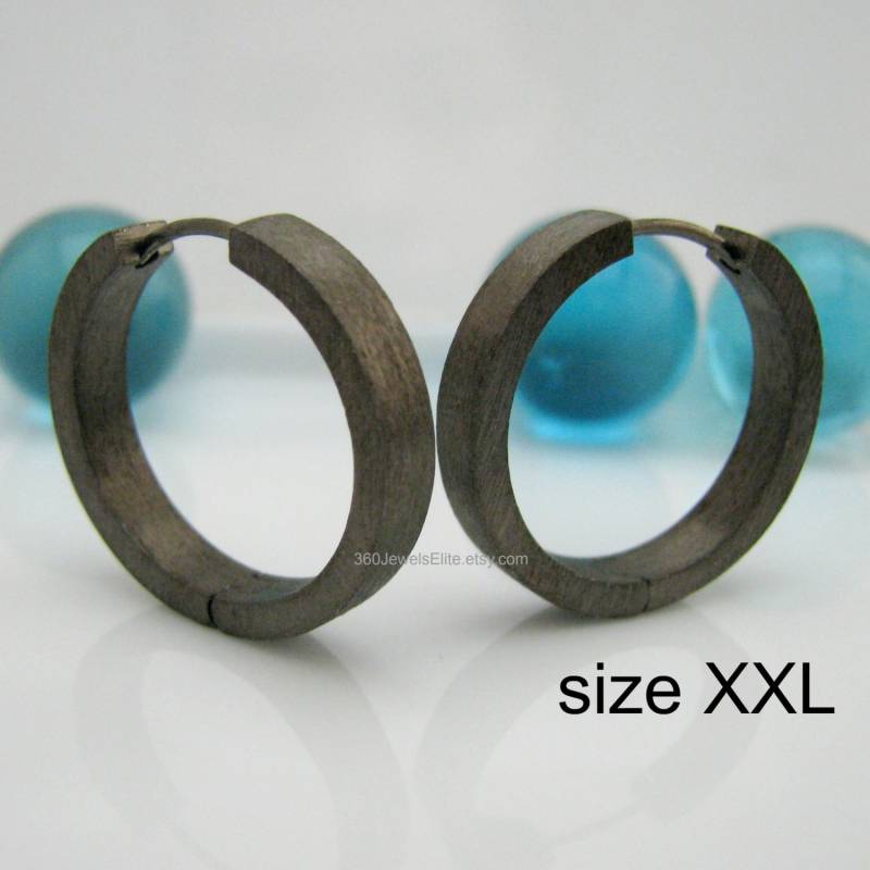 Große Creolen - Extra Schwarz Überzogene Ohrringe Für Männer Xxl Jungs Herren Etsy Xl E194Mb von 360JewelsElite