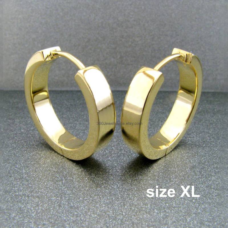 Herren Hoop Ohrringe, Reiche Citron Extra Große Ohrringe Für Männer, Gold Gold Hoops, Reifen, E193Sy von 360JewelsElite