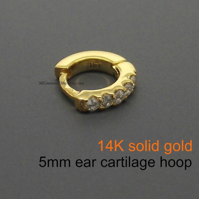 Knorpel Ohrring 14K Gold Mit Diamanten - Helix Tragus Hoop Ohr Kopf Oberlappen Diamant Tiny E007Dy Knorpel Ohrring 14K Gold Mit Diamanten - Helix Tragus Hoop Ohr Kopf Oberlappen Diamant Tiny E007Dy von 360JewelsElite