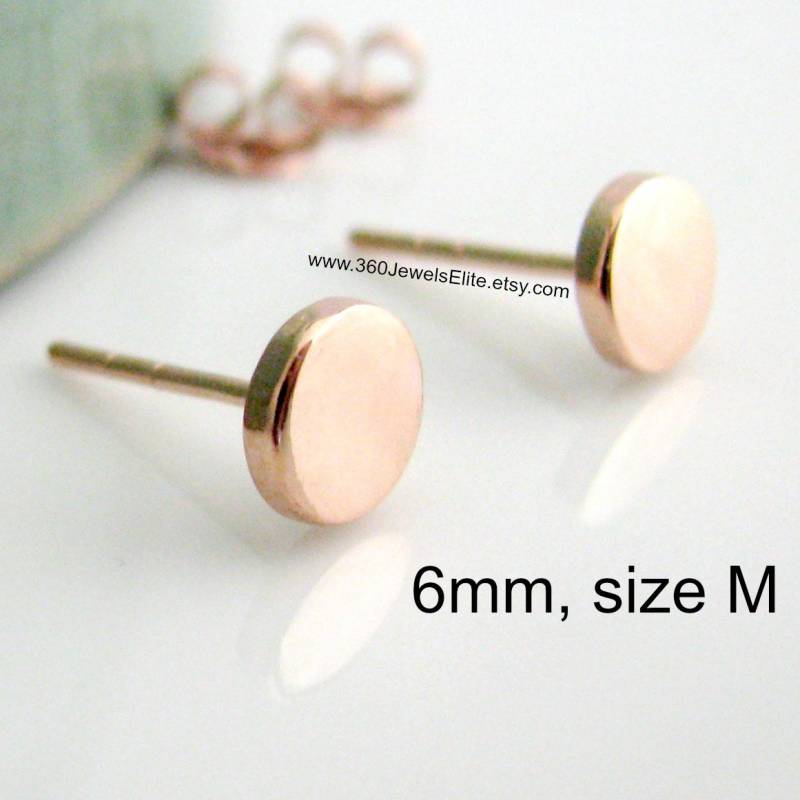 Rosegold Ohrstecker, Flache Scheiben Fake Gauge Ohrringe, Herren Promotion, 6Sr von 360JewelsElite