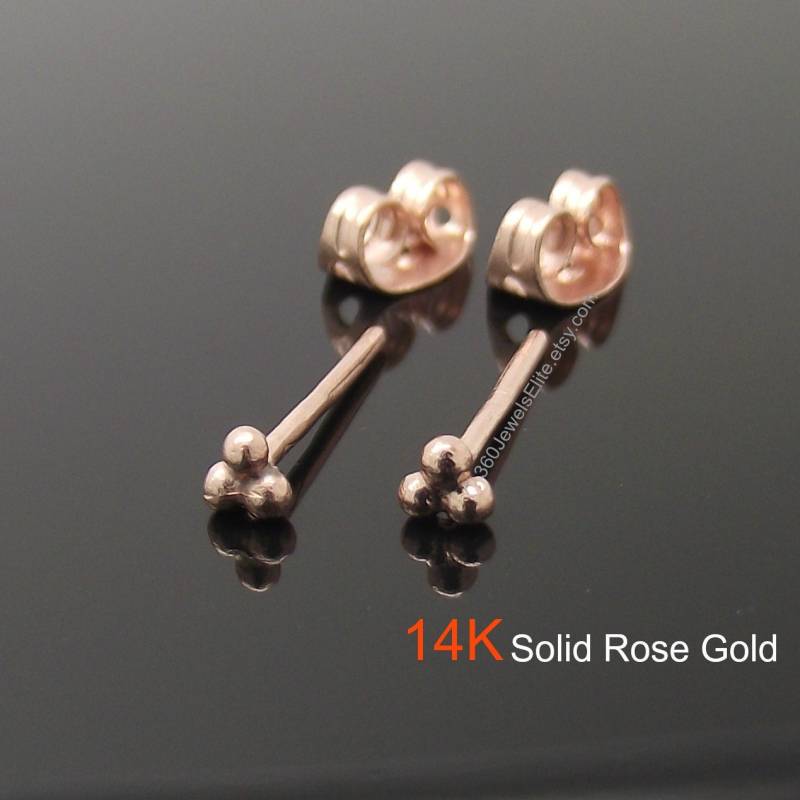 Triad Sphäre Cluster Ohrstecker, Herren Ohrringe, Massiv Roségold Knorpel Helix E314Sr 14K Gold von 360JewelsElite