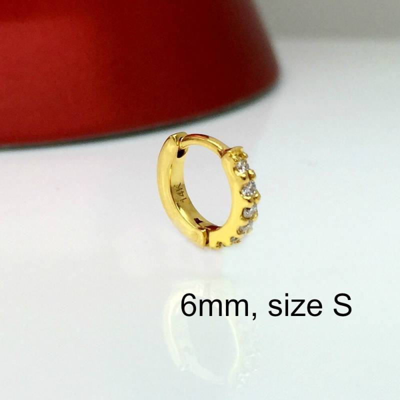 Wicked Solar Burst Diamant Ohrring, Kleine Gold Hoop Herren Knorpel Gemessen Hoop, E008Dy von 360JewelsElite