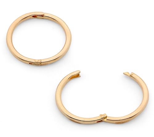 (10mm) 9-karätiges Gelbgold Creolen Ohrringe für Damen Mädchen, Unisex Klein Schlafen Ohrringe Knorpel Septum Lippen Nasen Klappbarer Segmentring Conch Daith Helix Rook Tragus Piercing Schmuck von 365 Sleepers