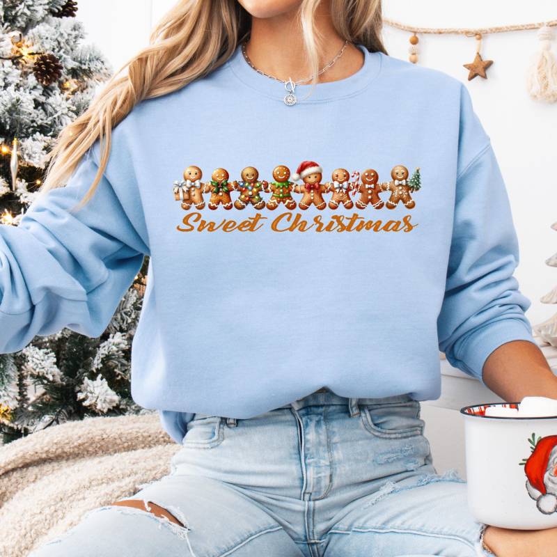 Weihnachtliches Sweet Christmas Grafik Damen Sweatshirt, Softes Bedrucktes Lebkuchen X-Mas Unisex Shirt, Gemütliches Herren Weihnachts Top von 365TageFernweh