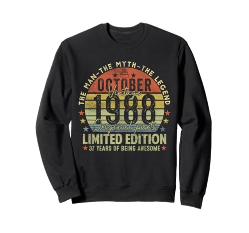 37th Birthday Gifts Vintage October 1988 37 Years Old Men Sweatshirt 37th Birthday Gifts Vintage October 1988 37 Years Old Men Sweatshirt von 37 Years Old Awesome Since October 1988 Birthday