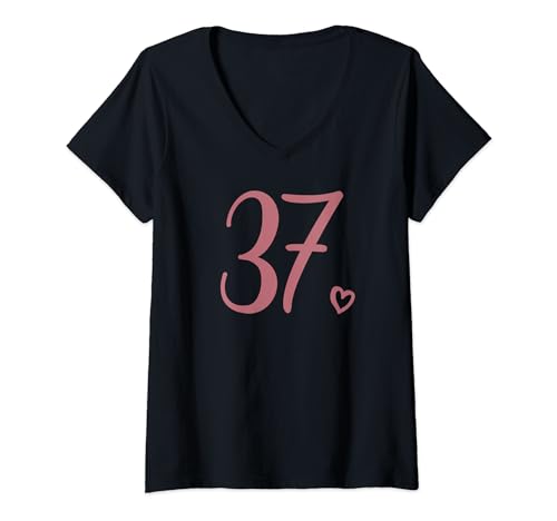 Nummer 37, Siebenunddreißig für Frauen 37 Jahre alt 37. Geburtstag T-Shirt mit V-Ausschnitt von 37th Birthday Gifts by Art Like Wow