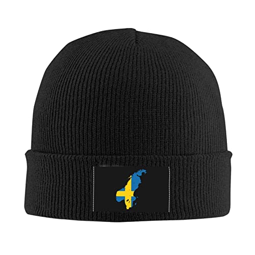 385 Beanie Mütze Flaggenkarte Von Schweden Multifunktionale Nachtmütze Elastisch Laufmütze Beanie Mütze Für Herren Und Damen, Für Radfahren, Skifahren, 56-62cm von 385