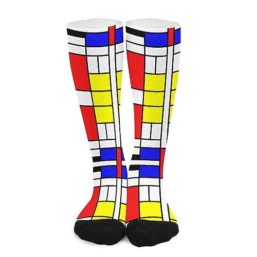 385 Socken Mondrian Stil Fahrradsocken Gegen Schweiß Herrensocken Klassische Business-Socken, Für Spazieren, Sport, 40cm von 385