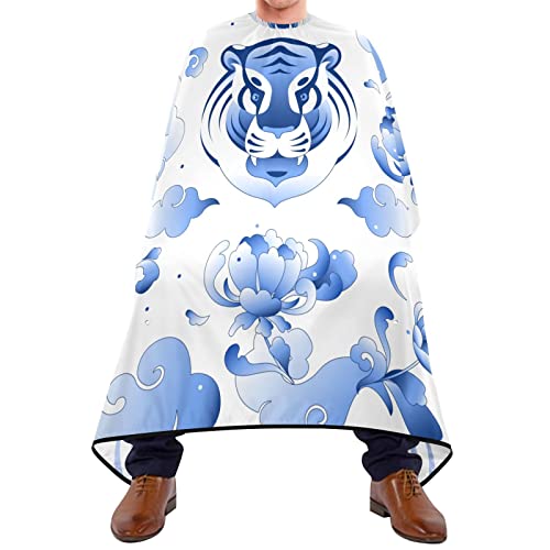 Friseurumhang 140x168cm, Blau Weiße Tigerkeramik Unisex Friseure Kleid Einstellbare Salon Barbier Umhang Wasserdicht Herren Umhang, Für Kinder, Friseursalon von 385