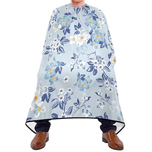 Friseurumhang 140x168cm, Blaue Blume, Kleine Blumen Barbiere Cape Wasserdicht Herren Umhang Einstellbare Friseur Umhang, Für Friseursalon, Färben von 385