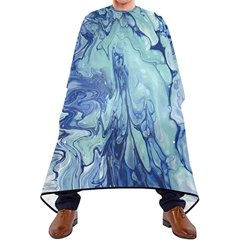 Friseurumhang 140x168cm, Blauer Wasser Wellen Druck Professionelle Friseure Kleid Einstellbare Haarschneideumhang Cape Mode Friseur Umhänge, Für Färben, Kinder von 385