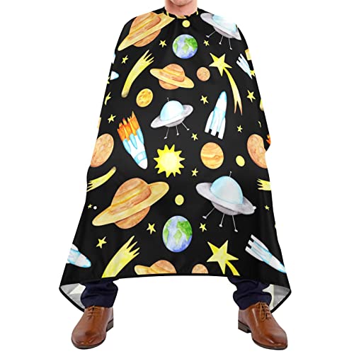 Friseurumhang 140x168cm, Galaxie Weltraumplaneten Haarschneideumhang Cape Einstellbare Friseur Umhänge Wasserdicht Unisex Friseurumhang, Für Barbier, Kinder von 385