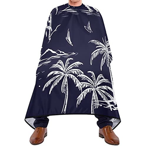 Friseurumhang 140x168cm, Hawaiianische Palme, Marineblau Professionelle Friseure Kleid Einstellbare Unisex Friseure Kleid Wasserdicht Barbier Umhang, Für Kinder, Friseursalon von 385