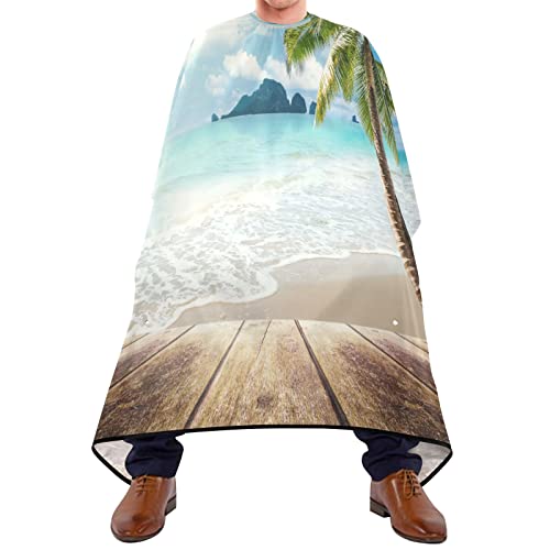 Friseurumhang 140x168cm, Kokospalmen Am Strand Unisex Friseure Kleid Einstellbare Professionelle Friseure Kleid Wasserdicht Unisex Friseurumhang, Für Friseursalon, Erwachsene von 385