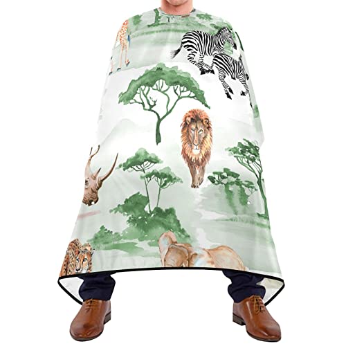 Friseurumhang 140x168cm, Lebendige Afrikanische Tiere Unisex Friseure Kleid Einstellbare Friseur Cape Wasserdicht Herren Umhang, Für Erwachsene, Friseursalon von 385