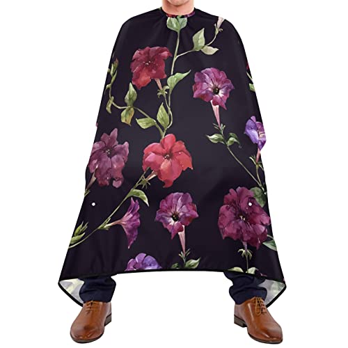 Friseurumhang 140x168cm, Lebendige Blume Dunkel Barbiere Cape Einstellbare Herren Umhang Wasserdicht Unisex Friseure Kleid, Für Friseursalon, Erwachsene von 385