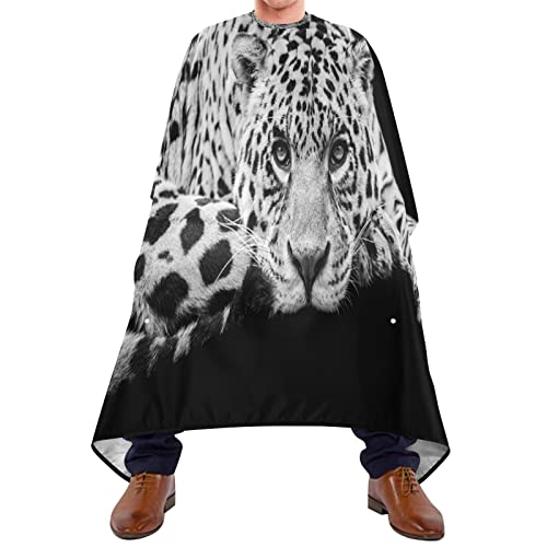 Friseurumhang 140x168cm, Leopard Gepard Schwarz Salon Barbier Umhang Einstellbare Barbiere Cape Wasserdicht Haarschneideumhang Cape, Für Barbier, Kinder von 385