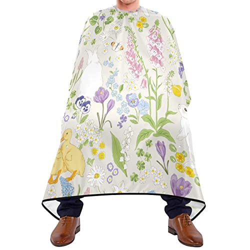 Friseurumhang 140x168cm, Niedlicher Hase Und Blume Herren Umhang Einstellbare Unisex Friseure Kleid Wasserdicht Haarschneideumhang Cape, Für Barbier, Färben von 385