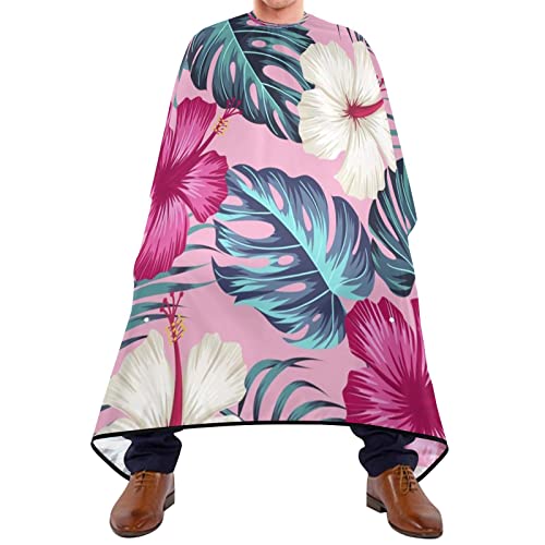 Friseurumhang 140x168cm, Rosa Blumenpalmenblatt Unisex Friseurumhang Wasserdicht Barbiere Cape Einstellbare Herren Umhang, Für Friseursalon, Färben von 385