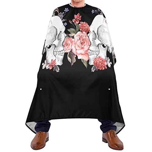 Friseurumhang 140x168cm, Rosen Und Totenkopfblumen Friseur Umhang Einstellbare Barbier Umhang Wasserdicht Unisex Friseure Kleid, Für Kinder, Friseursalon von 385