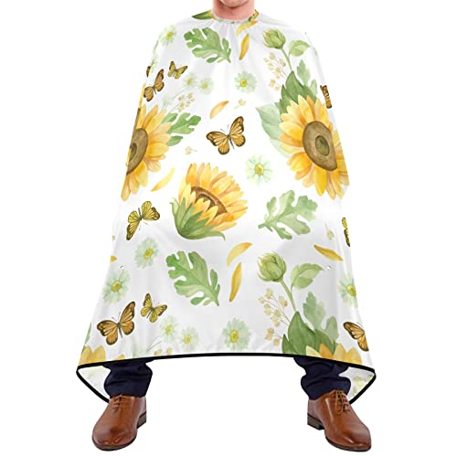 Friseurumhang 140x168cm, Schmetterlings Sonnenblume Herren Umhang Mode Friseur Cape Wasserdicht Barbier Umhang, Für Friseursalon, Barbier von 385