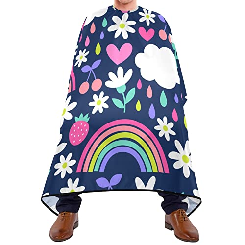 Friseurumhang 140x168cm, Süße Blume Und Regenbogen Herren Umhang Einstellbare Barbiere Cape Wasserdicht Professionelle Friseure Kleid, Für Friseursalon, Färben von 385