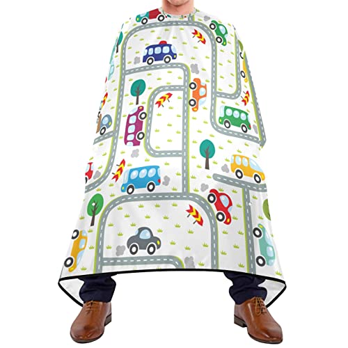 Friseurumhang 140x168cm, Vielbeschäftigte Straßenautos Unisex Friseure Kleid Mode Friseur Cape Wasserdicht Barbier Umhang, Für Friseursalon, Kinder von 385