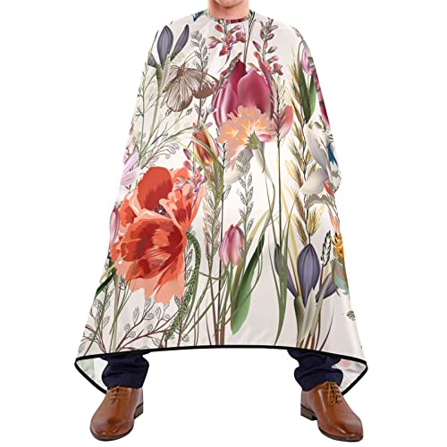 Friseurumhang 140x168cm, Vintage Blumen Schmetterling Professionelle Friseure Kleid Wasserdicht Herren Umhang Mode Unisex Friseurumhang, Für Erwachsene, Barbershops von 385