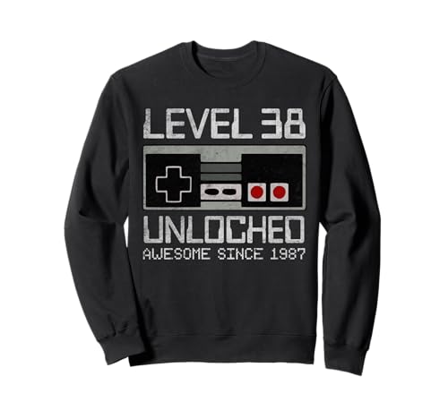 Level 38 Unlocked 38. Geburtstag 38 jähriger Videospieler Herren Sweatshirt von 38th Birthday For Him 38 Years Awesome Since 1987