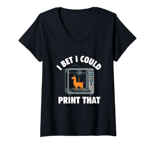 Damen Ich Wette, ich könnte das drucken - 3D Printing Geek 3D Printer T-Shirt mit V-Ausschnitt von 3D Printing Lovers