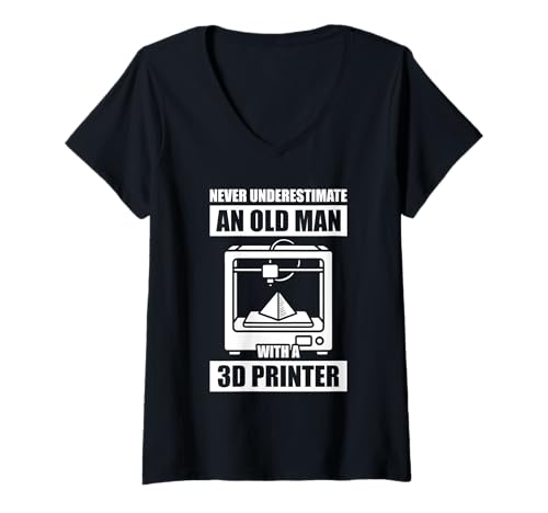 Damen Never Underestimate an Old Man 3D Printer 3D Printing T-Shirt mit V-Ausschnitt Damen Never Underestimate an Old Man 3D Printer 3D Printing T-Shirt mit V-Ausschnitt von 3D Printing Sprüche & 3D Drucker Outfit