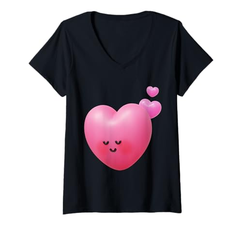 Damen Lustiges Unisex-T-Shirt mit 3D-Motiv von Shy Heart für Herren und Damen T-Shirt mit V-Ausschnitt von 3D Shy Heart Funny Unisex Design For Men Women Tee