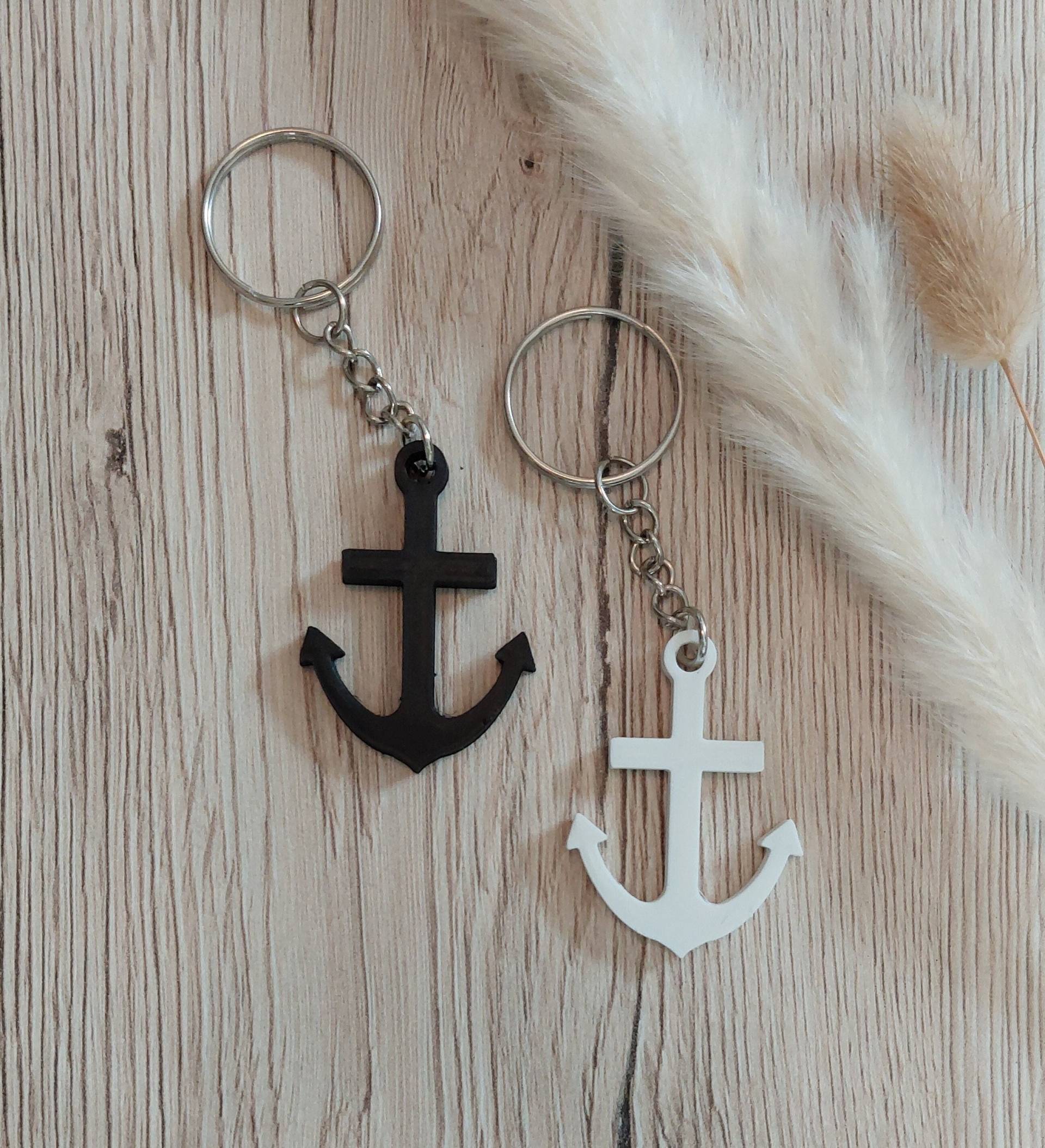 Anker Schlüsselanhänger/Taschenanhänger, 3D Gedruckt, Einzigartiges Geschenk, Schwarz, Weiß , Pla/Kunststoff von 3DCraftedbyAJ