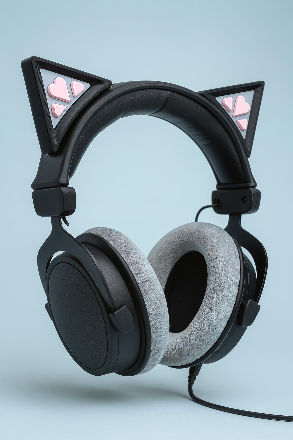 Kawaii Katzenohren Kopfhörer Aufsatz Mit Herz | Abnehmbares Gaming- Und Cosplay-Zubehör - Geschenk Für Gamer Streamer Kawaii Katzenohren Kopfhörer Aufsatz Mit Herz | Abnehmbares Gaming- Und Cosplay-Zubehör - Geschenk Für Gamer Streamer von 3DMuffinDesigns