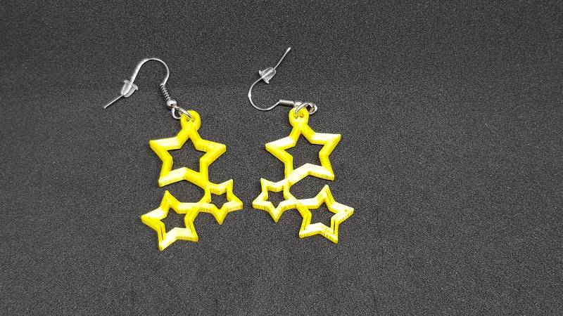 3D Gedruckt Einzigartige Anhänger Ohrringe Mit Sternen-Design 3D Gedruckt Einzigartige Anhänger Ohrringe Mit Sternen-Design von 3DPlasticJewels